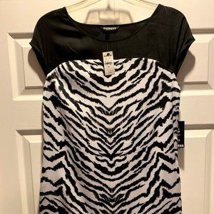 Express Zebra Short Sleeve Shift Dress